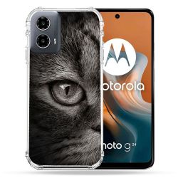 Coque Renforcée Pour Motorola G34 5G Animal Chat Gris