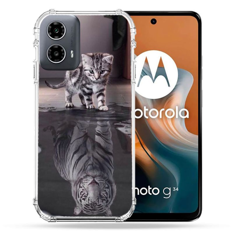Coque Renforcée Pour Motorola G34 5G Animal Chat Reflet