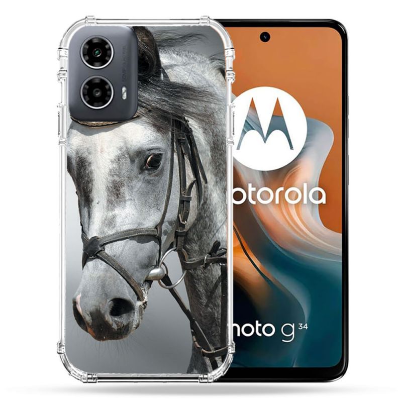 Coque Renforcée Pour Motorola G34 5G Animal Cheval Blanc