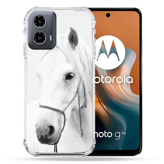 Coque Renforcée Pour Motorola G34 5G Animal Cheval Cristal