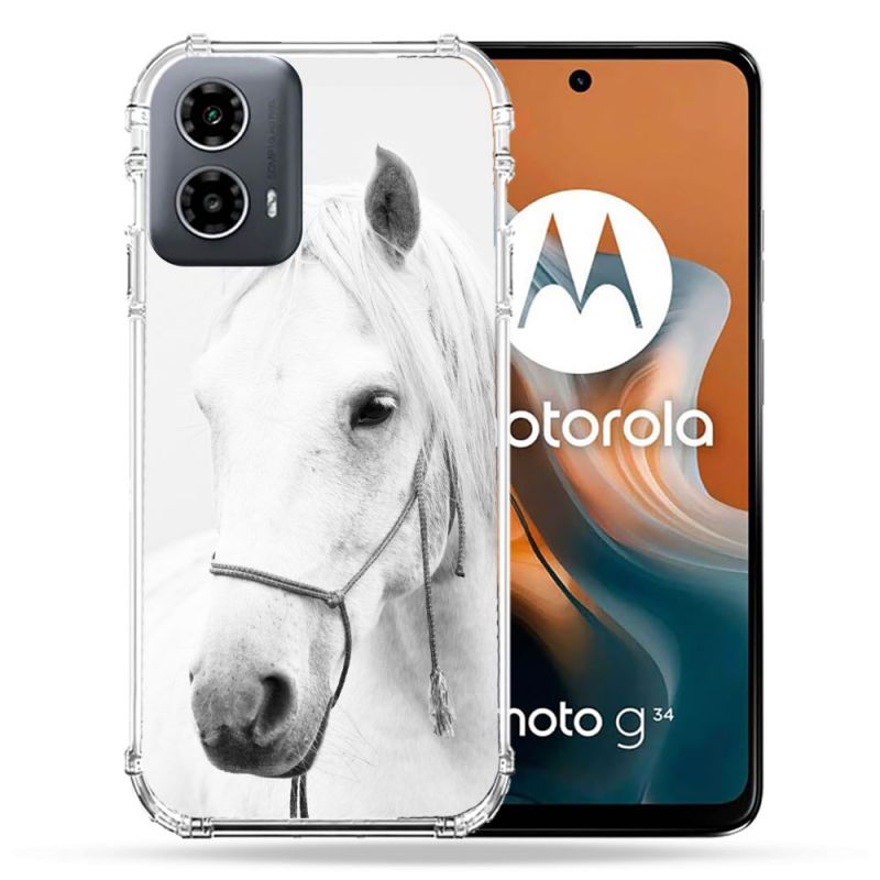Coque Renforcée Pour Motorola G34 5G Animal Cheval Cristal