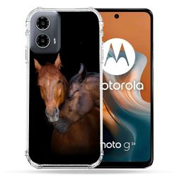 Coque Renforcée Pour Motorola G34 5G Animal Cheval Marron