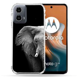 Coque Renforcée Pour Motorola G34 5G Animal Elephant Noir