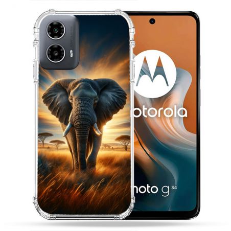 Coque Renforcée Pour Motorola G34 5G Animal Elephant Savane