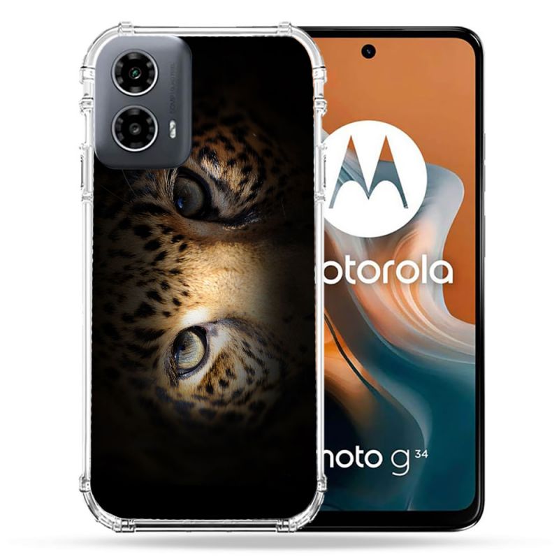 Coque Renforcée Pour Motorola G34 5G Animal Leopard Yeux