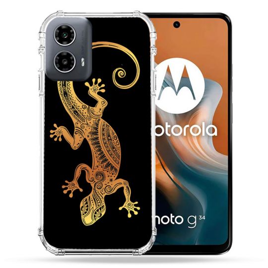 Coque Renforcée Pour Motorola G34 5G Animal Lezard Noir