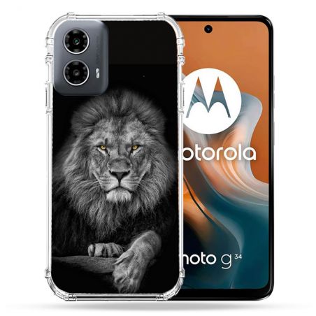 Coque Renforcée Pour Motorola G34 5G Animal Lion Majestueux