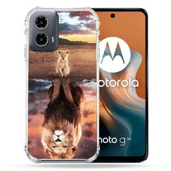Coque Renforcée Pour Motorola G34 5G Animal Lion Reflet