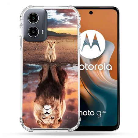 Coque Renforcée Pour Motorola G34 5G Animal Lion Reflet