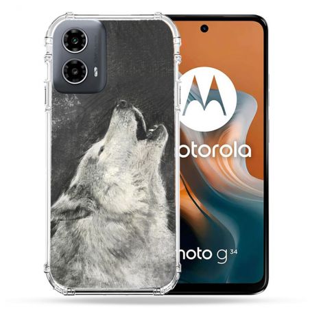 Coque Renforcée Pour Motorola G34 5G Animal Loup Hurlement