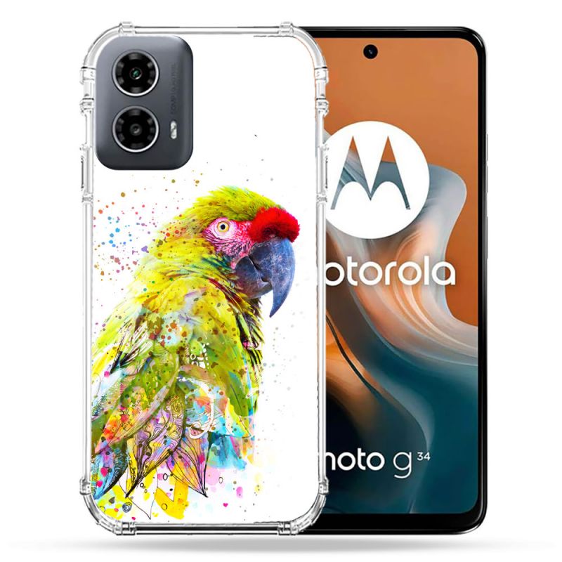 Coque Renforcée Pour Motorola G34 5G Animal Perroquet Jaune