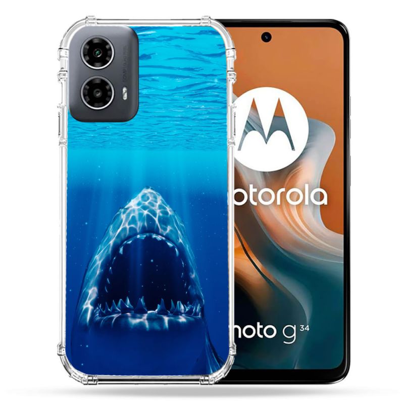 Coque Renforcée Pour Motorola G34 5G Animal Requin Dent
