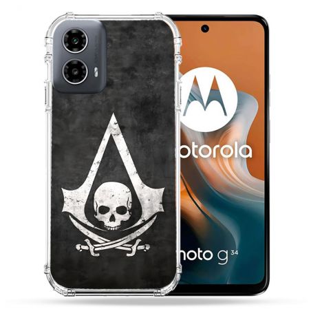 Coque Renforcée Pour Motorola G34 5G Assassin Creed Tete Mort