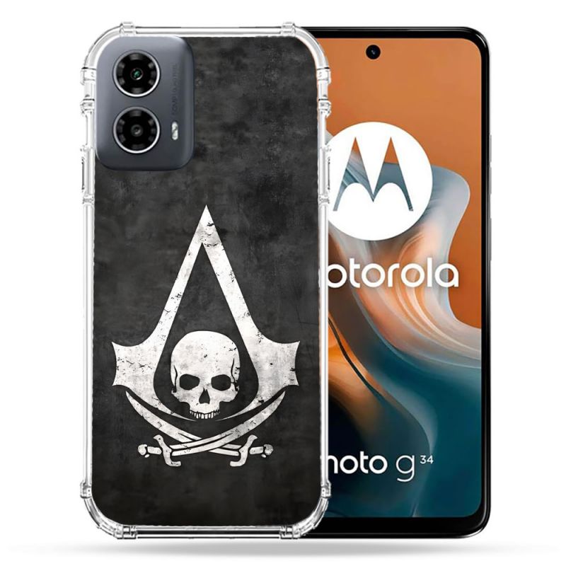 Coque Renforcée Pour Motorola G34 5G Assassin Creed Tete Mort