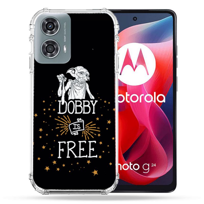 Coque Renforcée Pour Motorola G24 4G Harry Potter Dobby Free Noir