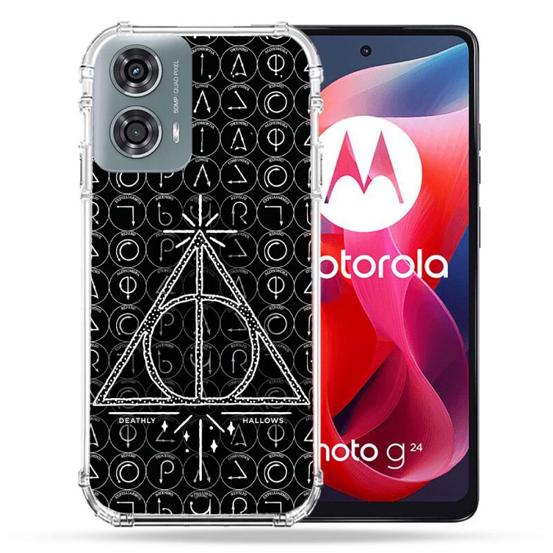 Coque Renforcée Pour Motorola G24 4G Harry Potter Hollows Triangle Noir