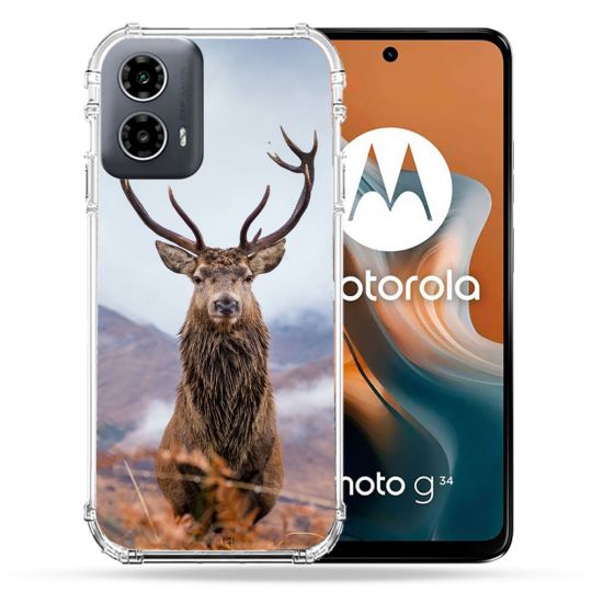 Coque Renforcée Pour Motorola G34 5G Chasse Chevreuil Montagne