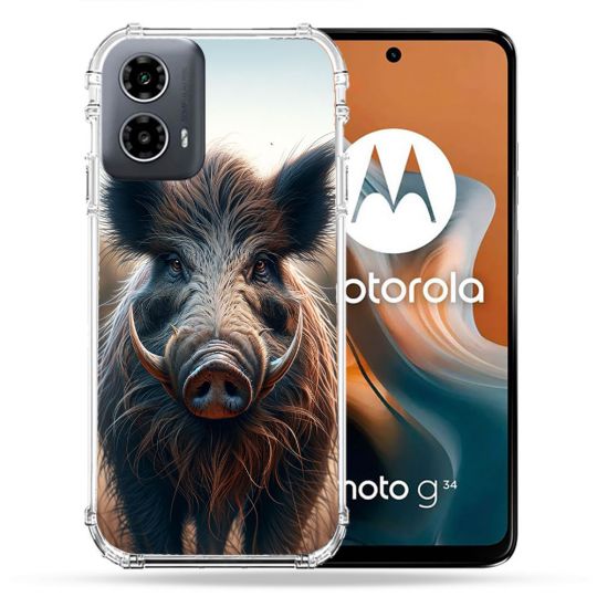 Coque Renforcée Pour Motorola G34 5G Chasse Sanglier Attaque