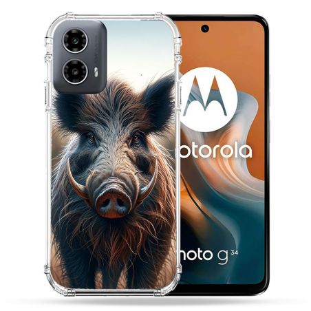 Coque Renforcée Pour Motorola G34 5G Chasse Sanglier Attaque