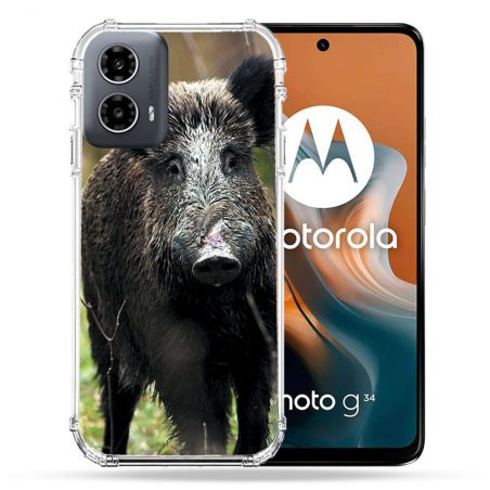 Coque Renforcée Pour Motorola G34 5G Chasse Sanglier bois