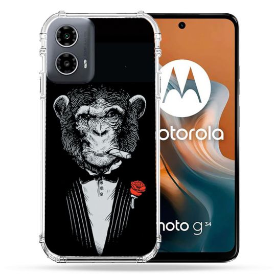 Coque Renforcée Pour Motorola G34 5G Decale Singe Mafia