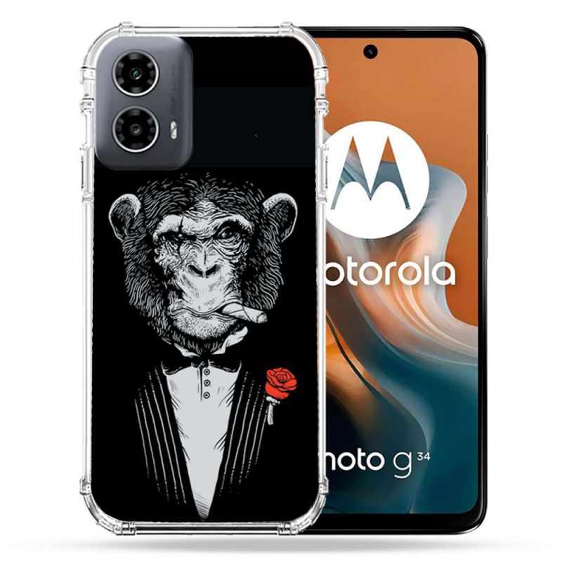 Coque Renforcée Pour Motorola G34 5G Decale Singe Mafia