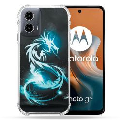 Coque Renforcée Pour Motorola G34 5G Fantastique Dragon Bleu