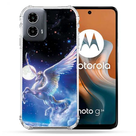 Coque Renforcée Pour Motorola G34 5G Fantastique Licorne Céleste
