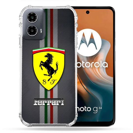 Coque Renforcée Pour Motorola G34 5G Ferrari Carbone