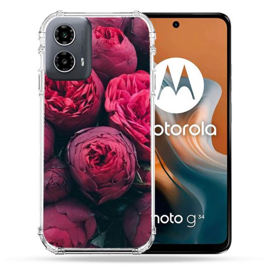 Coque Renforcée Pour Motorola G34 5G Fleur Pivoine
