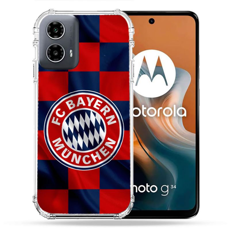 Coque Renforcée Pour Motorola G34 5G Foot Bayern Munich Carreaux