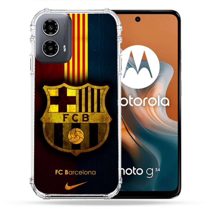 Coque Renforcée Pour Motorola G34 5G Foot FC Barcelone Vintage