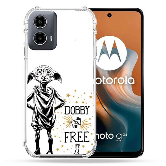 Coque Renforcée Pour Motorola G34 5G Harry Potter Dobby Free Blanc