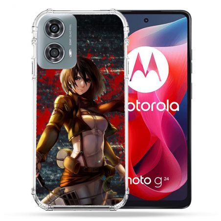 Coque Renforcée Pour Motorola G24 4G Manga Attaque Titans Mikasa