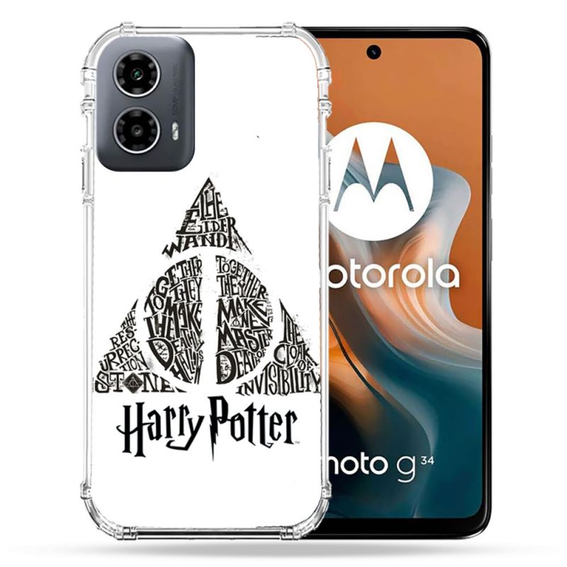 Coque Renforcée Pour Motorola G34 5G Harry Potter Hollows triangle Blanc