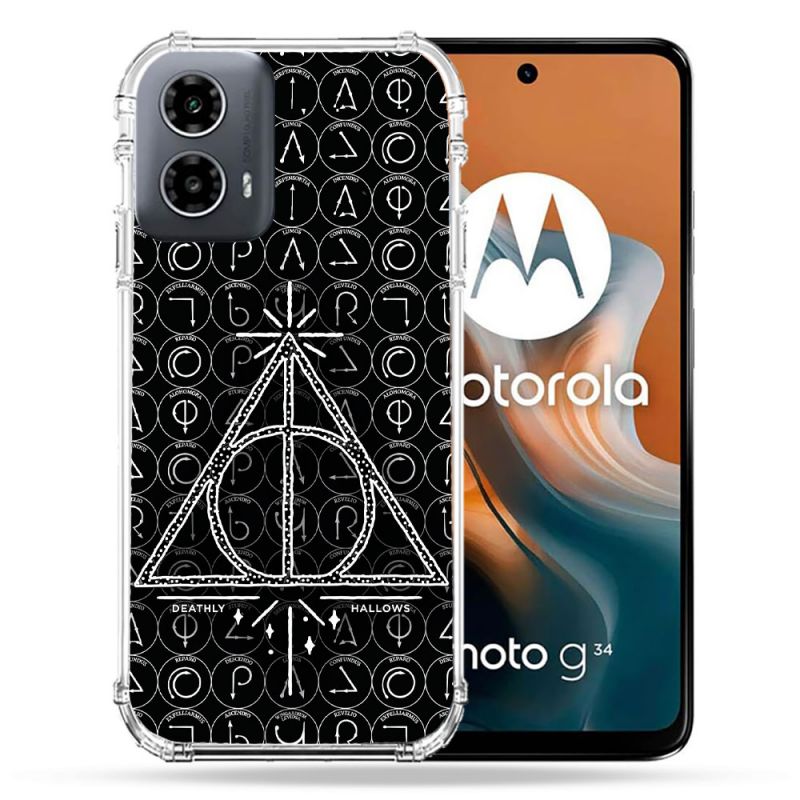 Coque Renforcée Pour Motorola G34 5G Harry Potter Hollows Triangle Noir