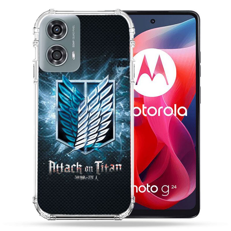 Coque Renforcée Pour Motorola G24 4G Manga Attaque Titans Noir