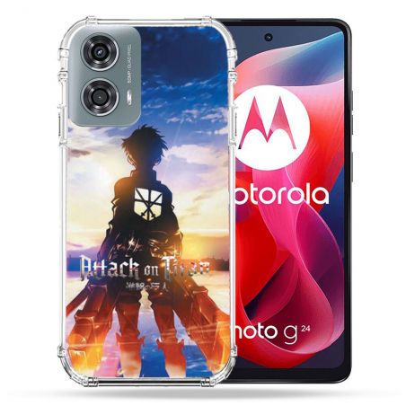 Coque Renforcée Pour Motorola G24 4G Manga Attaque Titans Soleil