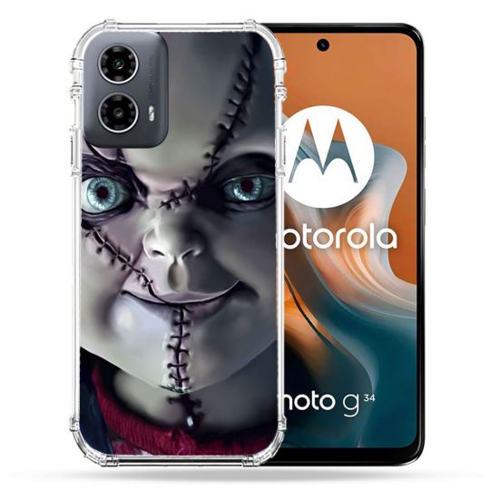 Coque Renforcée Pour Motorola G34 5G Horreur Chucky Cicatrice