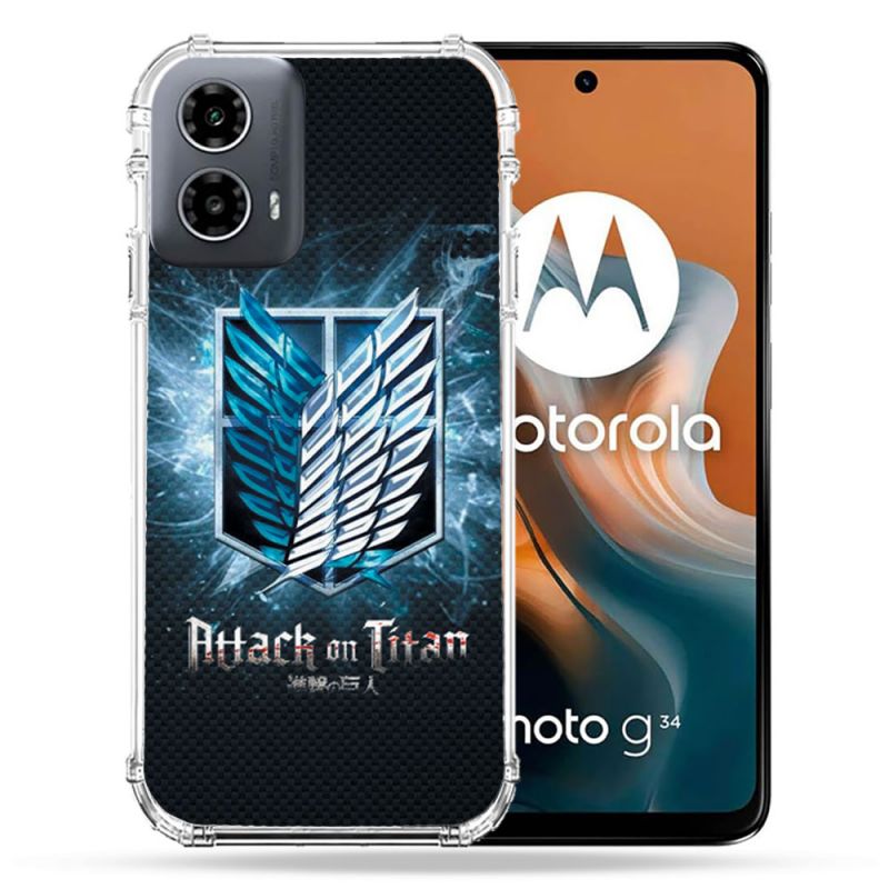 Coque Renforcée Pour Motorola G34 5G Manga Attaque Titans Noir