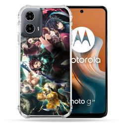 Coque Renforcée Pour Motorola G34 5G Manga Demon Slayer Groupe