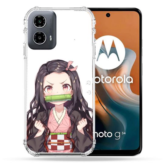 Coque Renforcée Pour Motorola G34 5G Manga Demon Slayer Nezuko