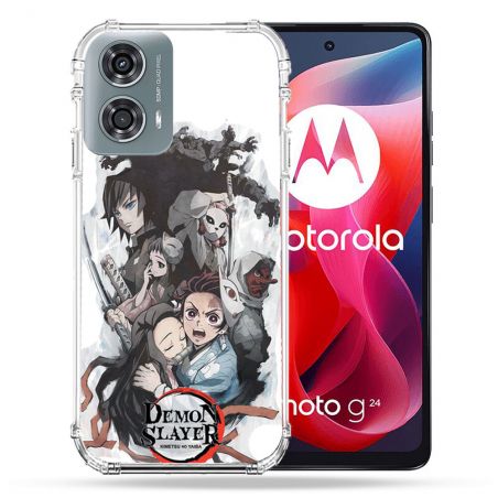 Coque Renforcée Pour Motorola G24 4G Manga Demon Slayer Blanc