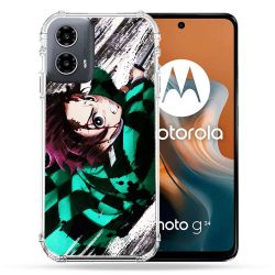 Coque Renforcée Pour Motorola G34 5G Manga Demon Slayer Tanjiro