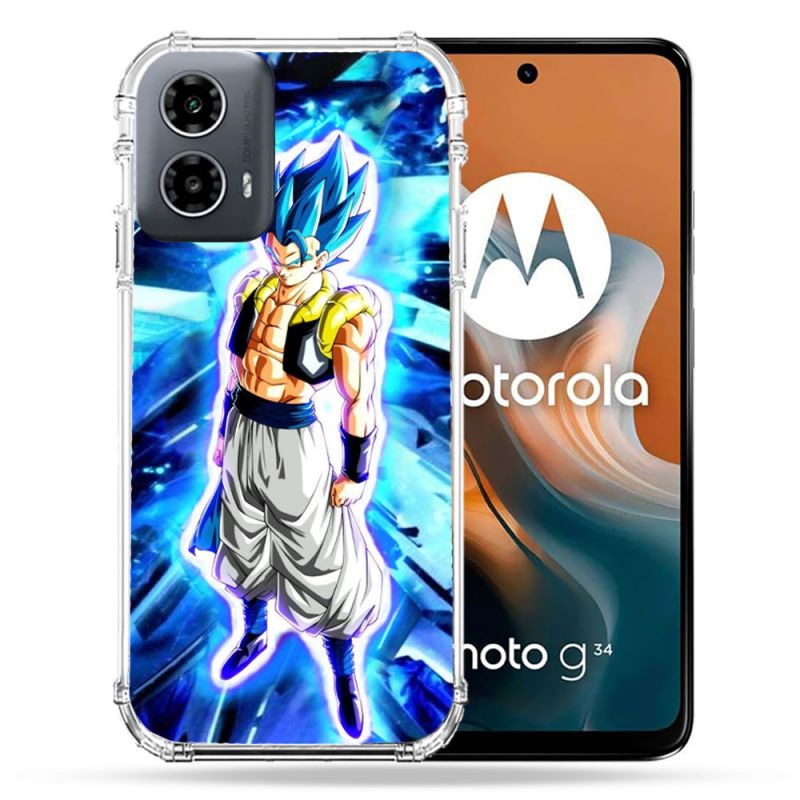 Coque Renforcée Pour Motorola G34 5G Manga Dragon Ball Gogeta Lumiere