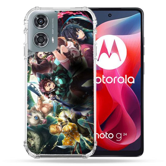 Coque Renforcée Pour Motorola G24 4G Manga Demon Slayer Groupe