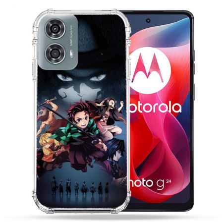 Coque Renforcée Pour Motorola G24 4G Manga Demon Slayer Noir