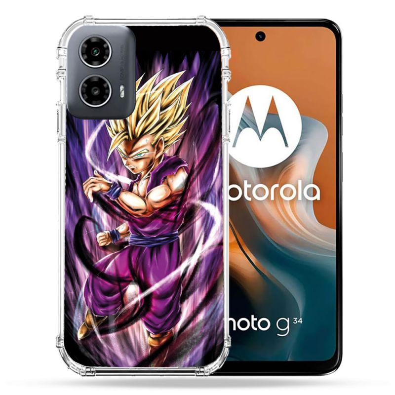 Coque Renforcée Pour Motorola G34 5G Manga Dragon Ball Sangohan Violet