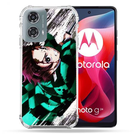 Coque Renforcée Pour Motorola G24 4G Manga Demon Slayer Tanjiro