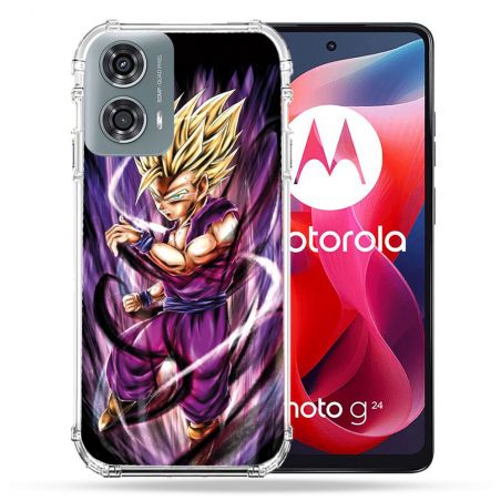 Coque Renforcée Pour Motorola G24 4G Manga Dragon Ball Sangohan Violet